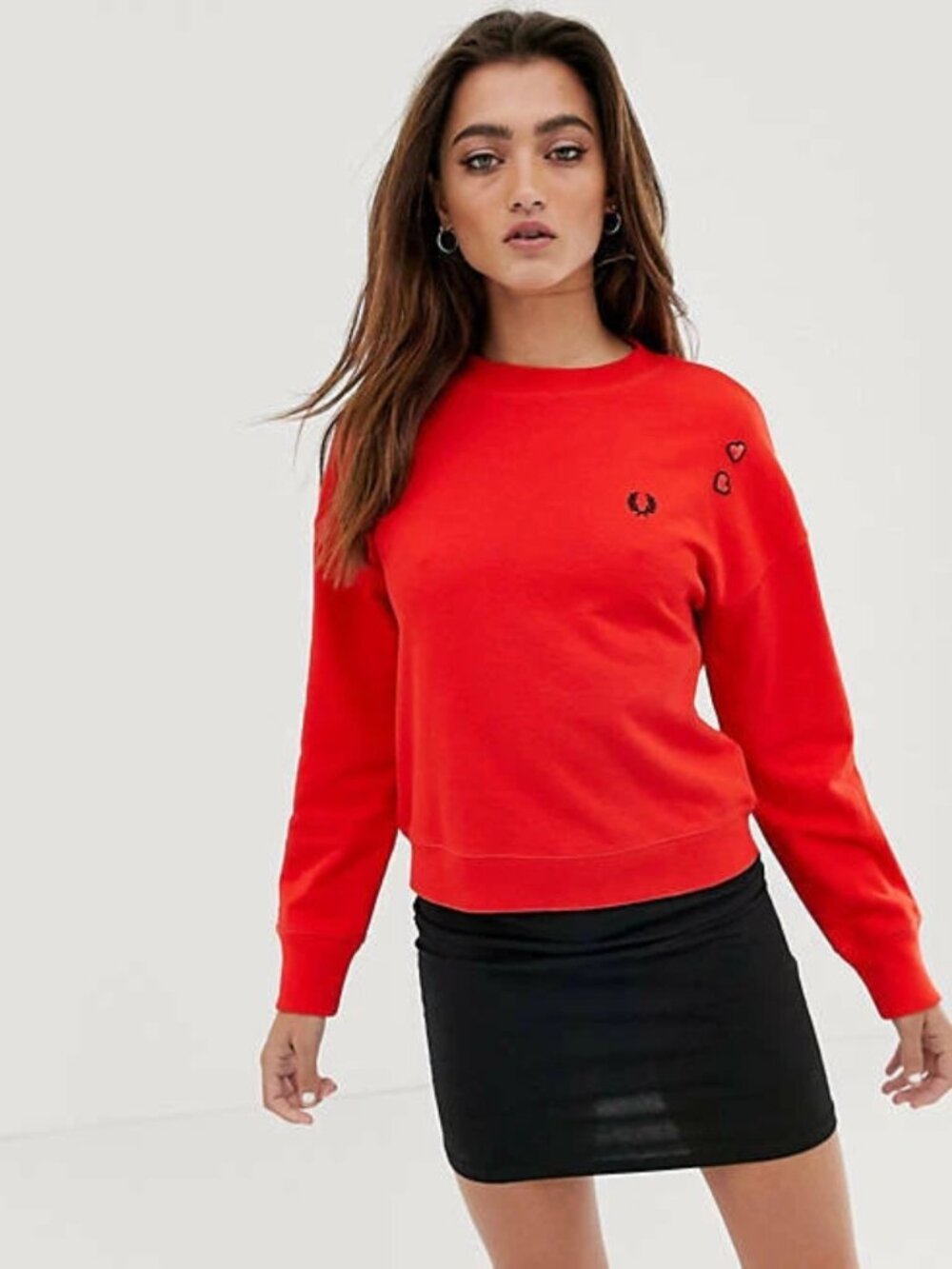 Fred Perry x Amy Winehouse Lipstick Red Crewneck Long Sleeve Pullover Sweater